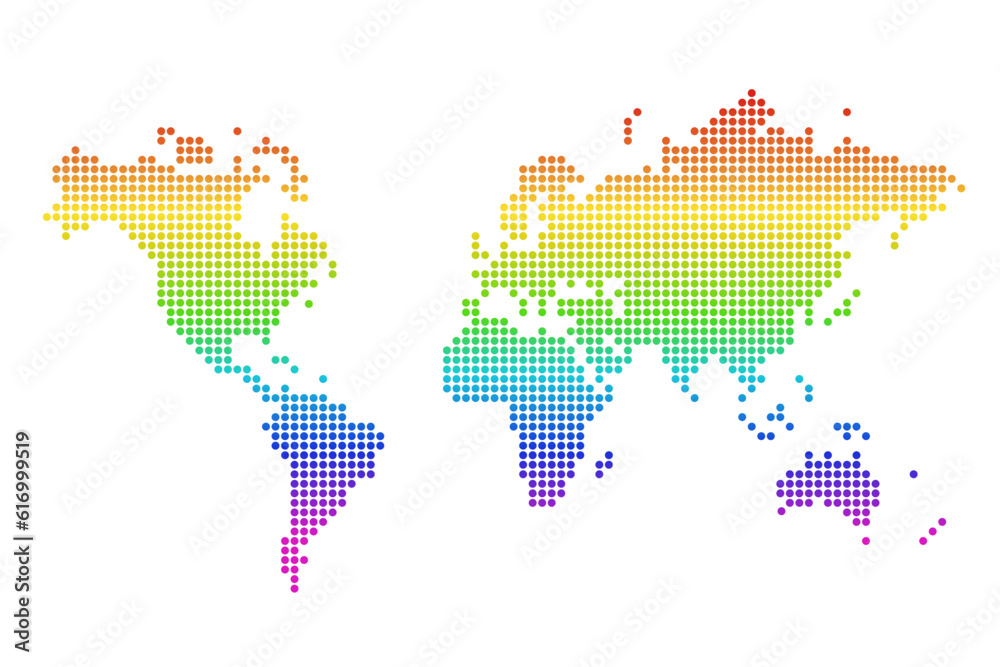 Fototapeta premium LGBTQ world map rainbow color vector