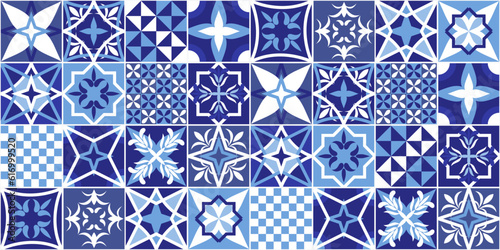 Netherlands tiles - Delft style background. Vector texture.