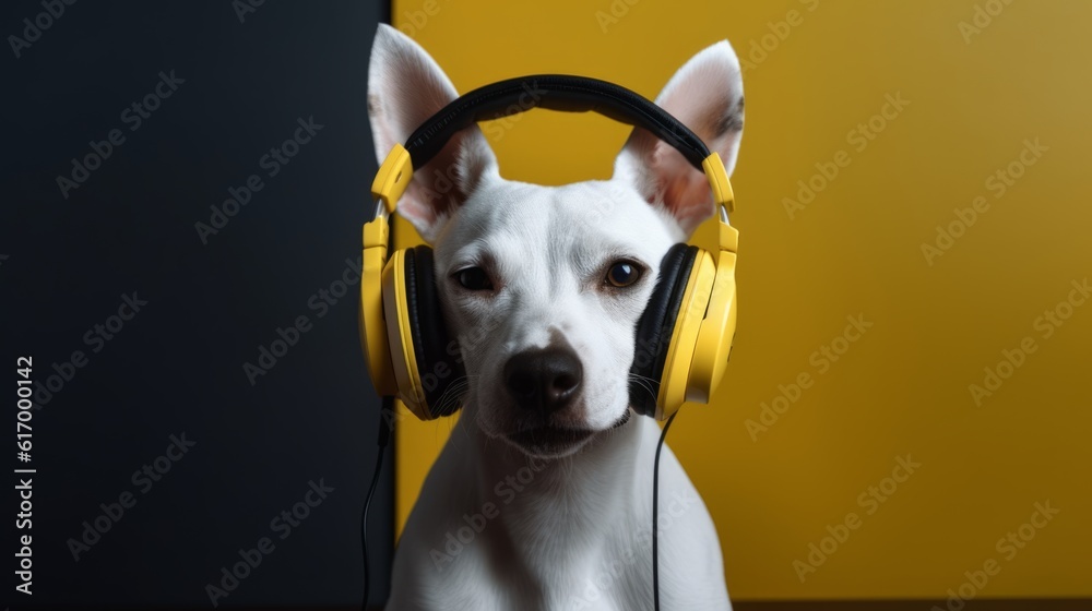 The Melody Seeker: Dog in Headphones Explores the Musical Realm