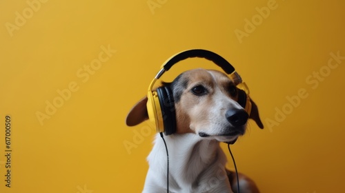 The Euphoric Earphones: Dog in Headphones Basks in Sonic Splendor photo