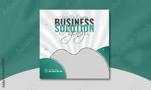 Marketing agency promotion social media post template. Editable square banner design