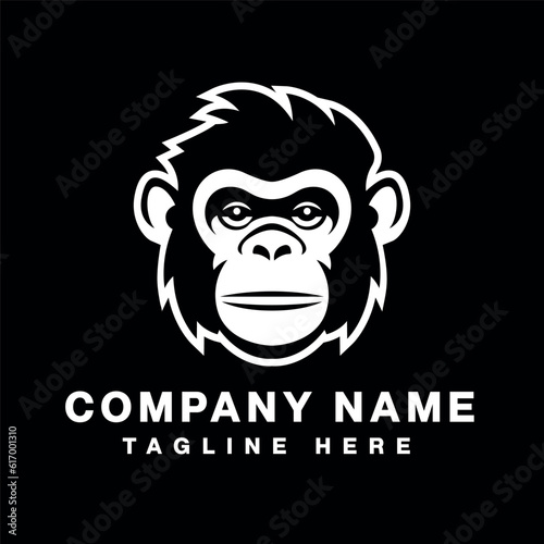 monkey head template, gaming design, black and white 