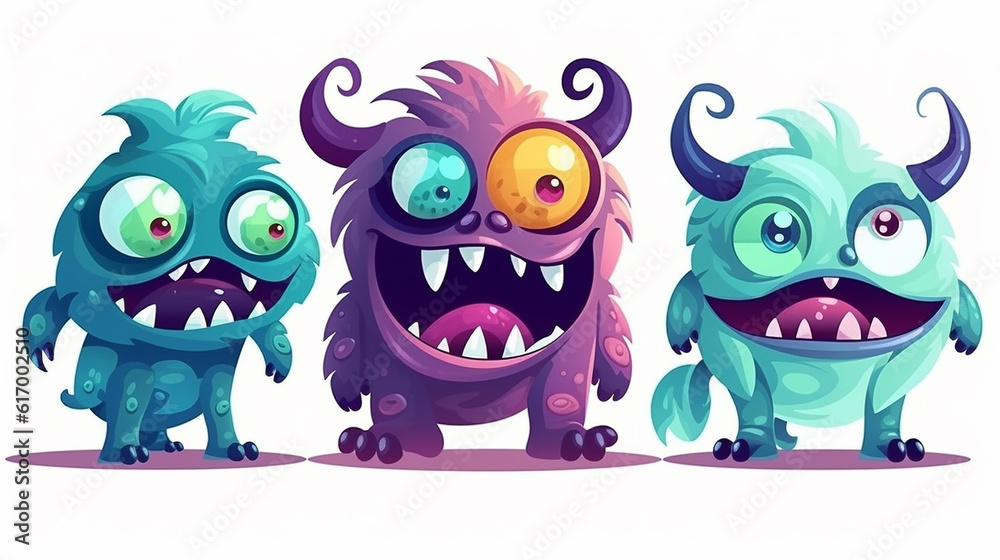 criaturas engraçadas dos desenhos animados. conjunto de monstros