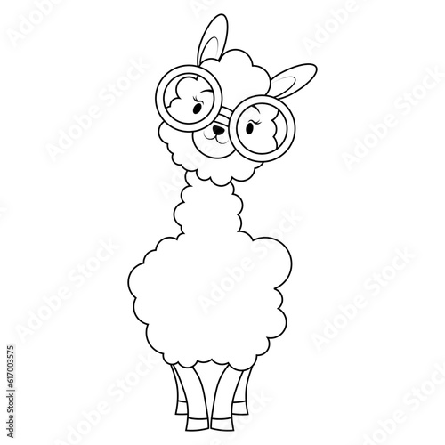 Cute cartoon alpaca with glasses