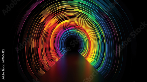 ilustração do túnel escuro de cores do arco-íris