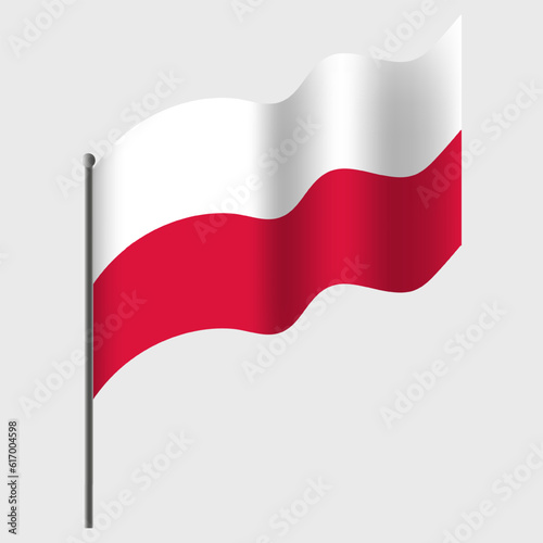 Vector Poland flag. Waved Flag of Poland. Poland emblem, icon.