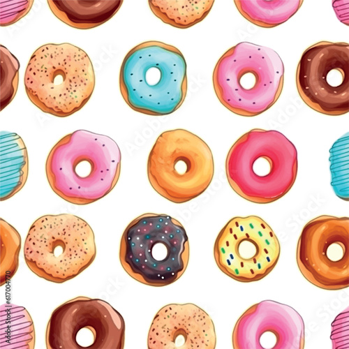 Sketch seamless pattern with donut pattern watercolor. Fashion style pattern. Seamless repeat pattern. Backdrop background. Abstract wallpaper.