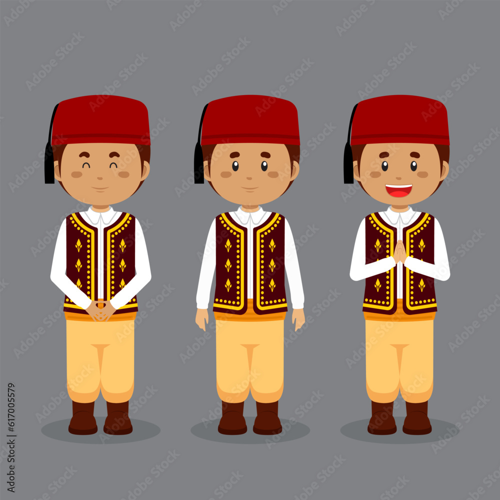 Naklejka premium Algerian Character with Various Expression