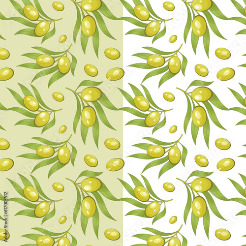 Olive braches seamless pattern botanical background