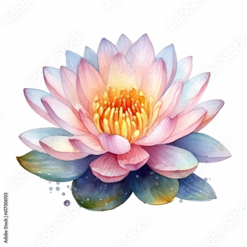 Water lily flower depicted in a watercolor artwork