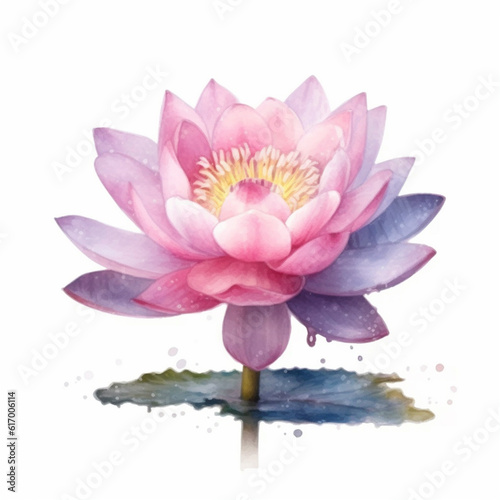 A beautifully painted watercolor illustration of a water lily
