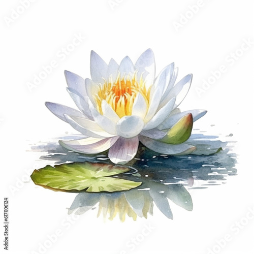 Delicate watercolor image of a water lily