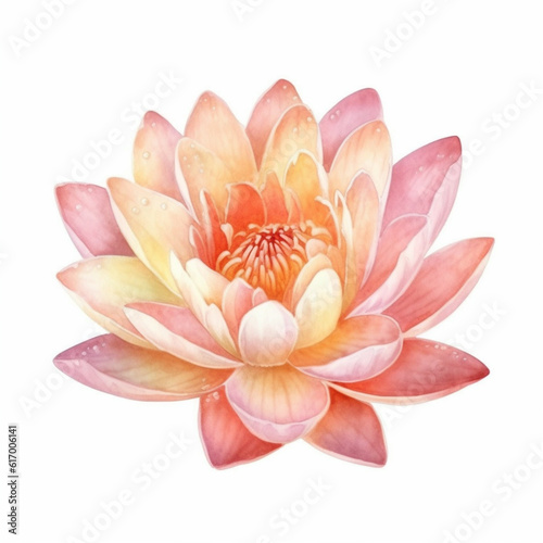 Gentle watercolor illustration showcasing the intricate details of a water lily blossom