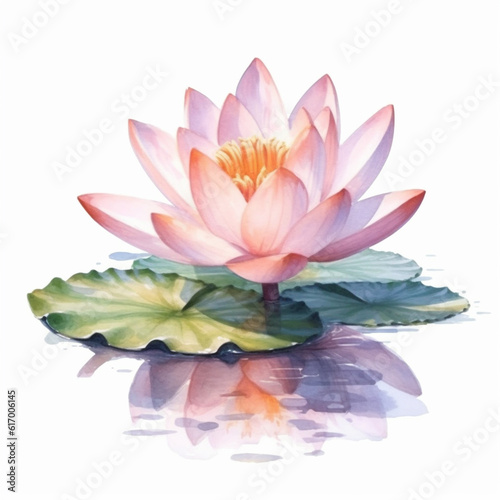 Delightful watercolor portrayal of a water lily flower