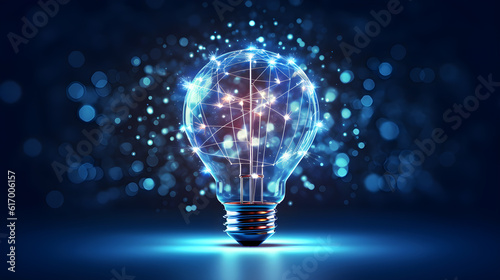 Shining technology light bulb created with Generative AI