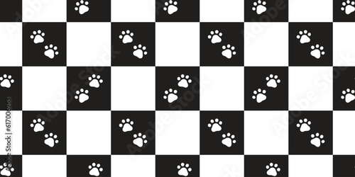dog paw seamless pattern checked footprint cat kitten tartan plaid french bulldog vector puppy pet toy breed cartoon doodle gift wrapping paper tile background repeat wallpaper illustration design iso