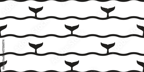 shark fin seamless pattern dolphin tail whale wave ocean vector fish tile background repeat wallpaper animal cartoon illustration sea ocean doodle design scarf isolated
