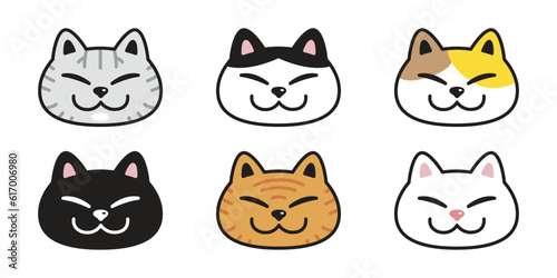 cat vector kitten icon neko calico face pet smiling character cartoon doodle symbol tattoo stamp scarf illustration design isolated