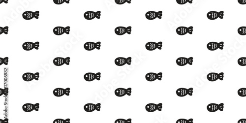 fish Seamless pattern vector tuna shark salmon dolphin doodle icon cartoon ocean sea doodle gift wrapping paper tile background repeat wallpaper scarf isolated pet animal illustration design