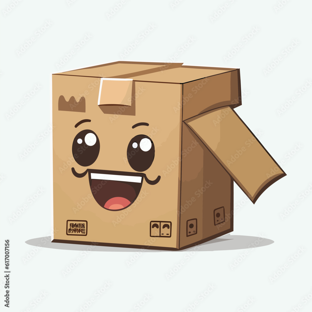 Obraz premium vector cute cardboard box cartoon style