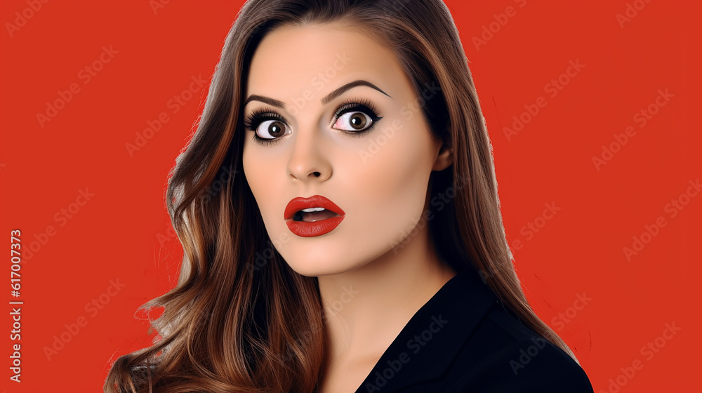 Pop art linda garota chocada com desconto ou desconto ao fazer compras no estilo cômico vintage Pop art linda garota chocada com desconto ou desconto ao fazer compras no estilo cômico vintage