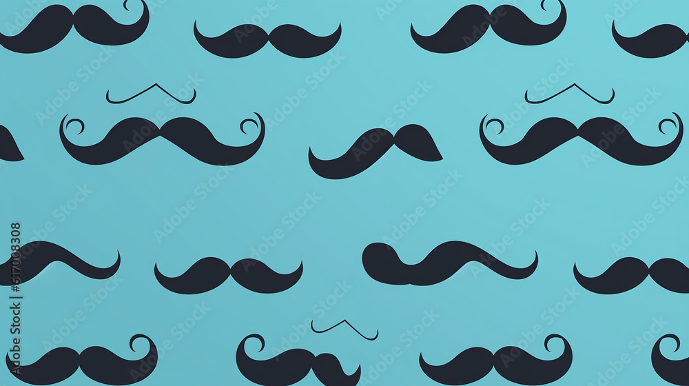 Padrão sem emenda de bigode preto sobre um fundo azul. Feliz dia dos pais e conceito de masculinidade. Design elegante retrô para papel de embrulho, tecidos, têxteis masculinos, roupas para menino Padrão sem emenda de bigode preto sobre um fundo azul. Feliz dia dos pais e conceito de masculinidade. Design elegante retrô para papel de embrulho, tecidos, têxteis masculinos, roupas para menino