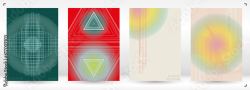 Minimal Minimal Geometric Vector Poster Design with Lines and Gradient Colorful Circles. Collection of Abstract Backgrounds for Covers, Flyers, Templates, Booklets, Cards, Brochures, Branding, etc.