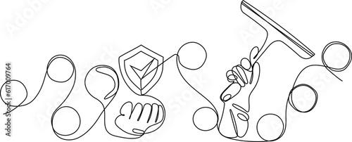Home cleaning service landing page design concept, illustration of janitors with cleaning tools. Vector illustration