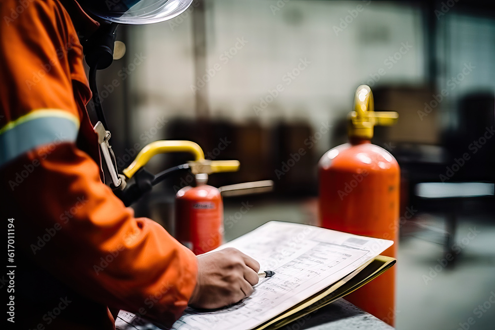 Fire Safety Inspection Documentation by the Fire Extinguisher