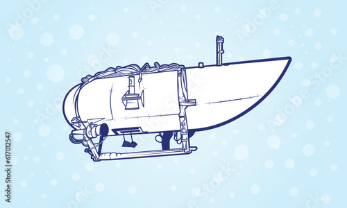 Vector graphic of modern deep sea submersible