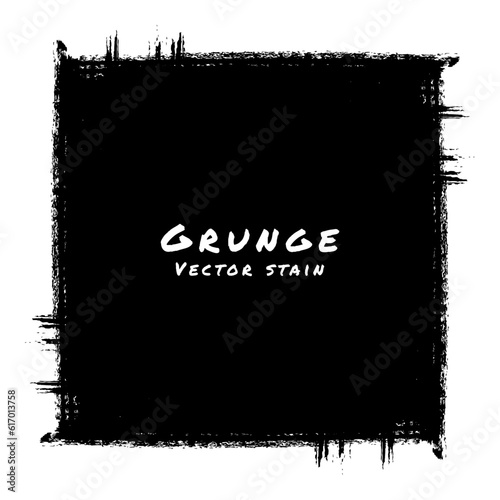 Scribble stain. Grunge square frame. Hand drawn in brush. Sale banner. Vector distress background