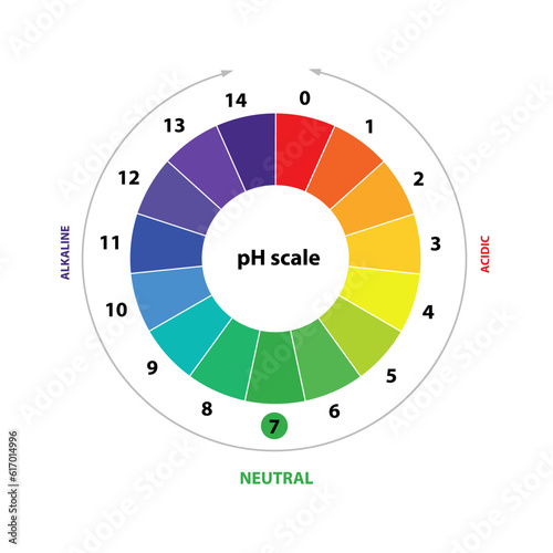 Ph scale chart indicator diagram value, alkaline, neutral, acidic solution