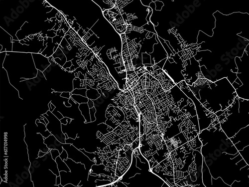Vector road map of the city of  Launceston in the Australia with white roads on a black background.