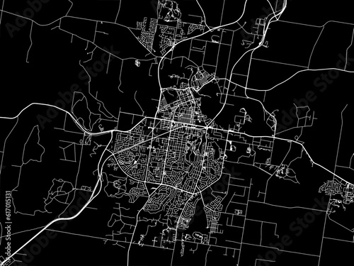 Vector road map of the city of  Wagga Wagga in the Australia with white roads on a black background.