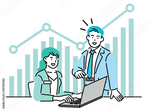 Business people working as a team, stock investment success graph background.