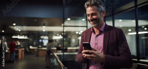 A Man Looking at his Smartphone Phone, smiling, happy, business, app