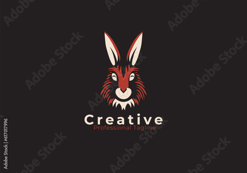 rabbit head logo, bunny logo, big ears rabbit face logo, Vector eps file