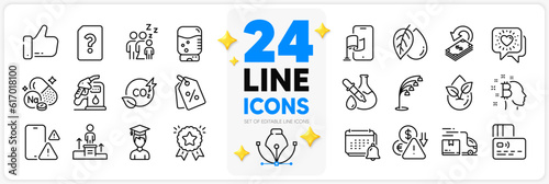 Icons set of Water cooler, Student and Sleep line icons pack for app with Organic product, Like, Friends chat thin outline icon. Floor lamp, Petrol station, Ranking star pictogram. Vector