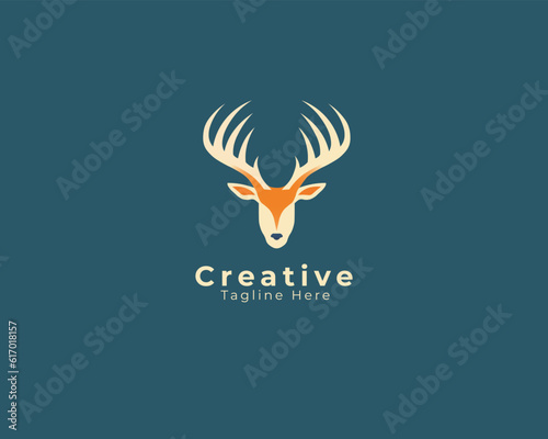 Big horn colored deer logo, deer head logo design vector eps file
