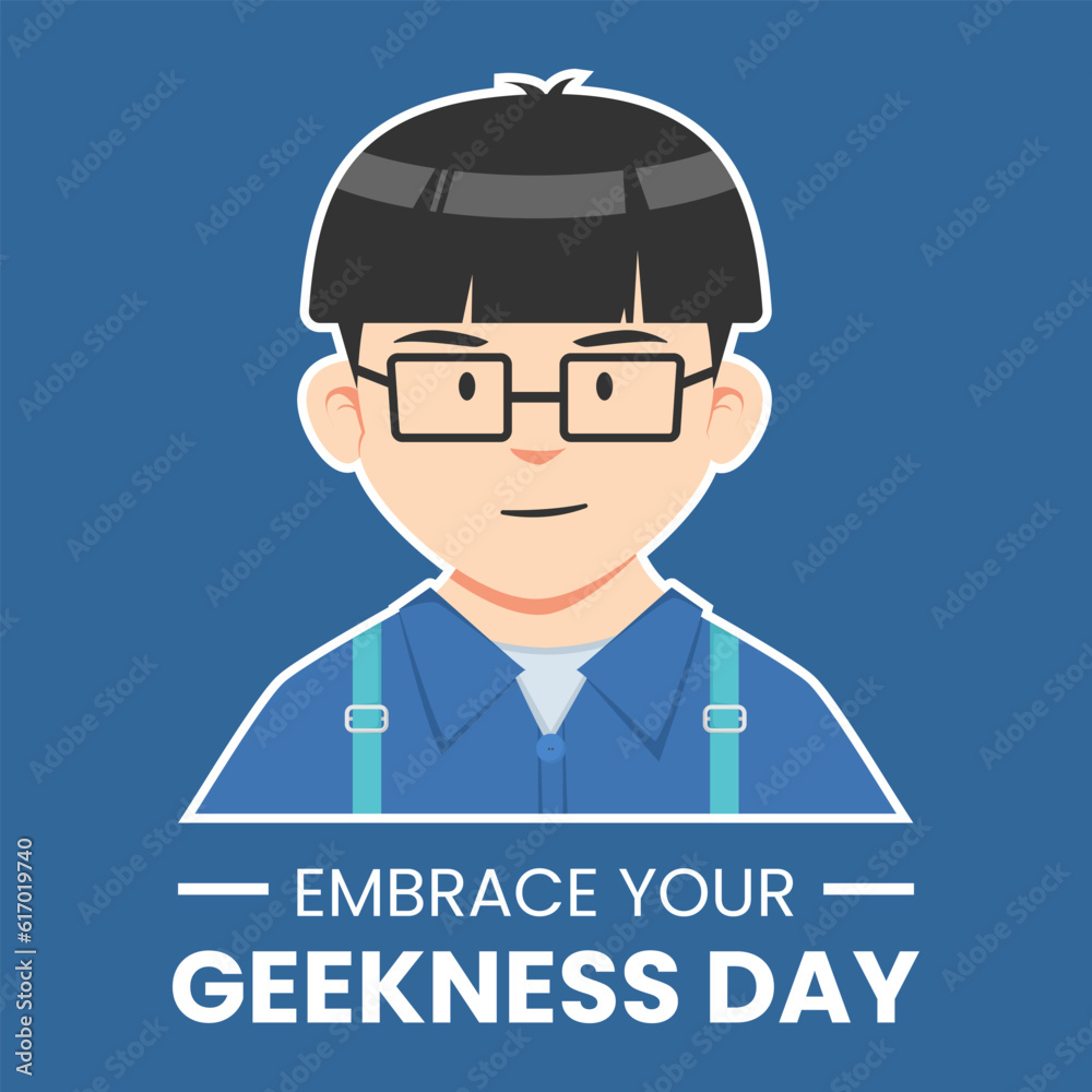 Vector graphic of cute geek nerd head with hairstyle wearing glasses cartoon illustration, suitable embrace your geekness day Vector graphic of cute geek nerd head with hairstyle wearing glasses cartoon illustration, suitable embrace your geekness day