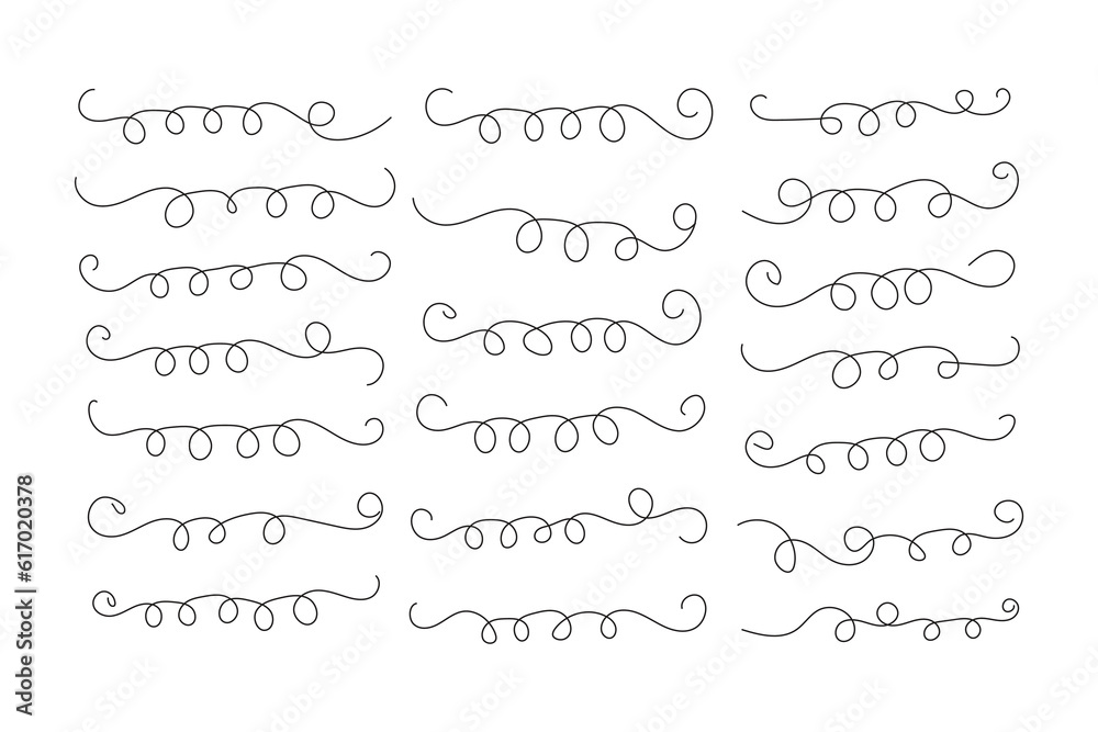 Vintage Filigree Swirls, calligraphy font style Decorative Elements, Text Ornaments curly thin line swings swashes, Flourishes Swirls, text divider, flourish Swirl ornament stroke, scroll design

