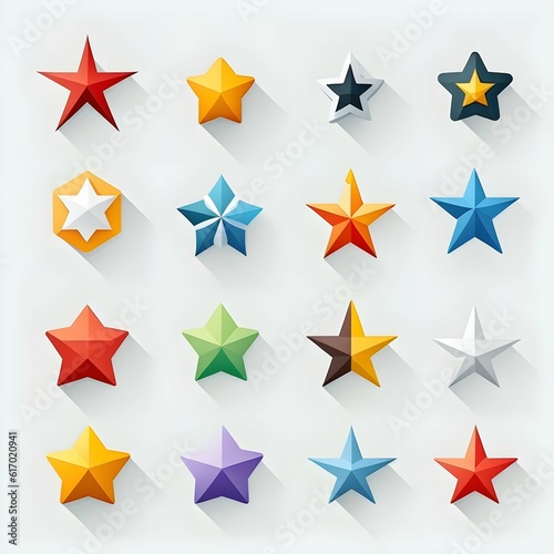 2D vector star icons with white background for website review 