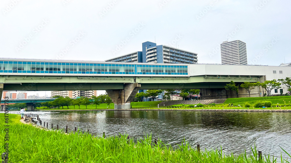 Obraz premium 旧中川と東大島駅