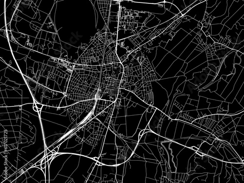 Vector road map of the city of  Wiener Neustadt in the Austria on a black background. photo