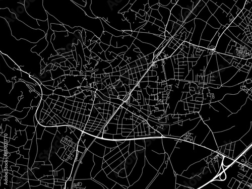 Vector road map of the city of  Baden bei Wien in the Austria on a black background. photo