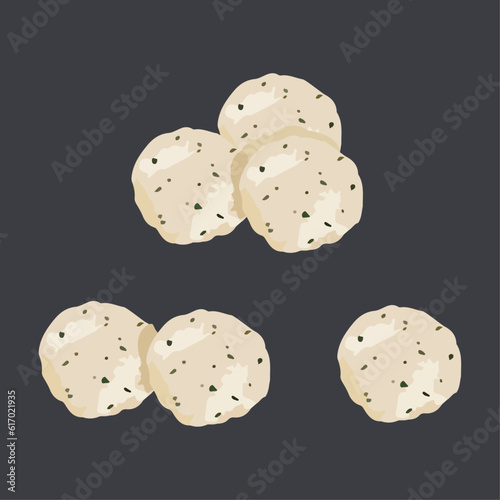 Jumeogbab (주먹밥)-Korean rice ball . A famous traditional Korean food, rice mixed with vegetable and seaweed. Hand drawn watercolor vector illustration