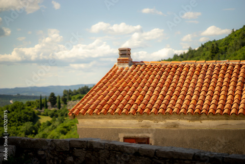 traditional red brick roof in the northern Mediterranean