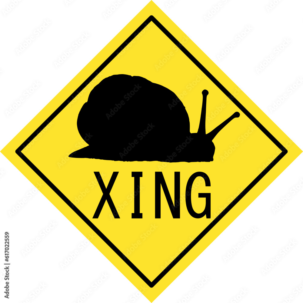Snail Crossing Sign, Animal Xing Sign, Funny Sticker and print design Snail Crossing Sign, Animal Xing Sign, Funny Sticker and print design