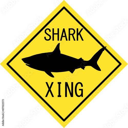 Shark Crossing Sign, Animal Xing Sign, Funny Sticker and print design