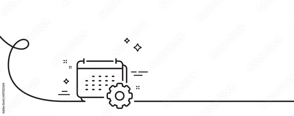 Calendar line icon. Continuous one line with curl. Annual planner sign. Event schedule symbol. Calendar single outline ribbon. Loop curve pattern. Vector Calendar line icon. Continuous one line with curl. Annual planner sign. Event schedule symbol. Calendar single outline ribbon. Loop curve pattern. Vector